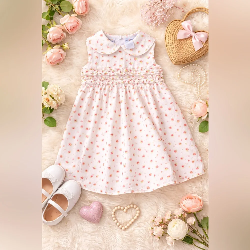 First Impressions Vintage.Floral Pink& Green Kids Dress. Good Condition. 3/6mo